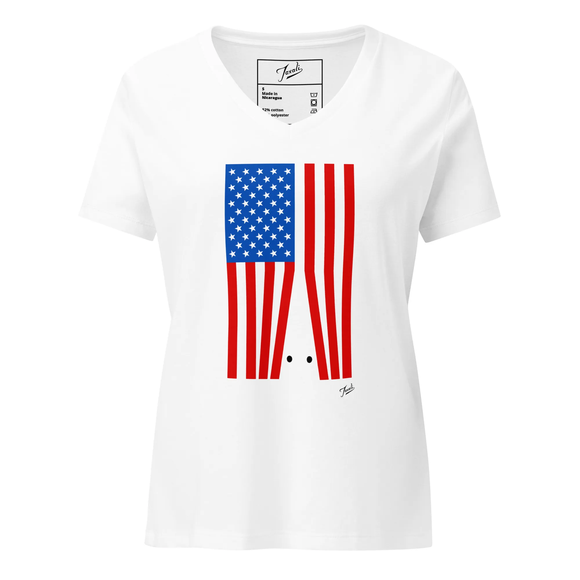 GARY TAXALI “NO KKK” WOMEN’S RELAXED V-NECK T-SHIRT – WHITE
